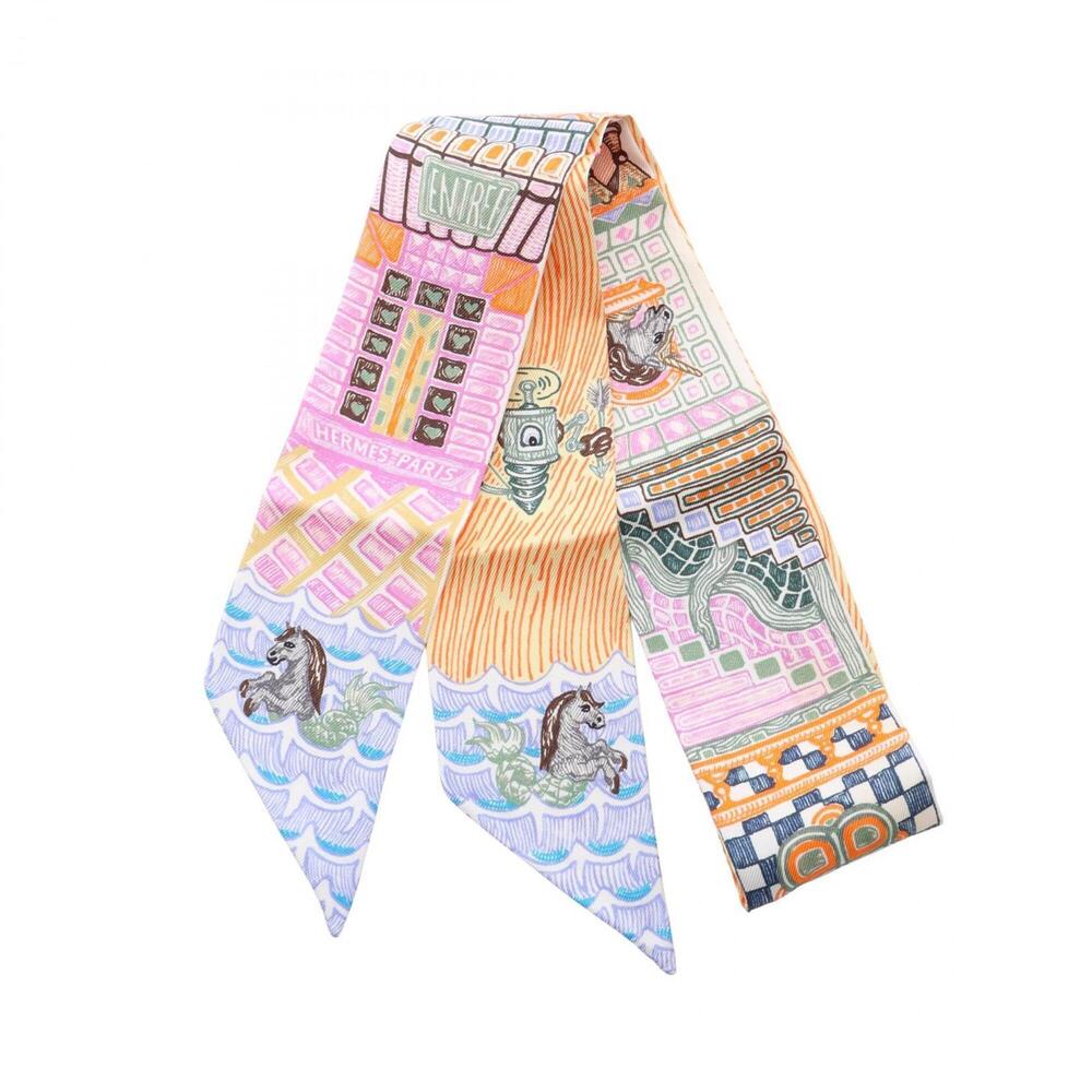 Hermes HERMES Twilly SUPER SILK QUEST Scarf Muffler Silk Women's Multicolor